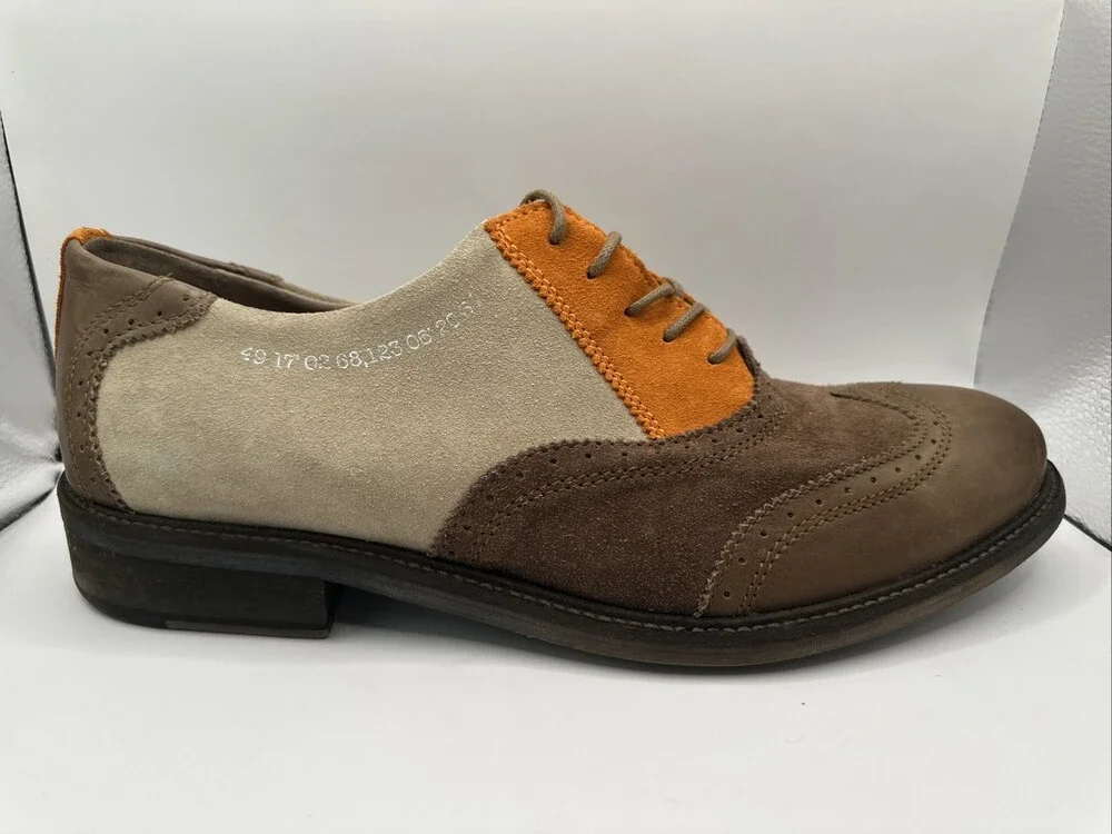 John Fluevog Welles Men's Dress Shoes Sz 12 Orange & Brown *Discontinued Style*